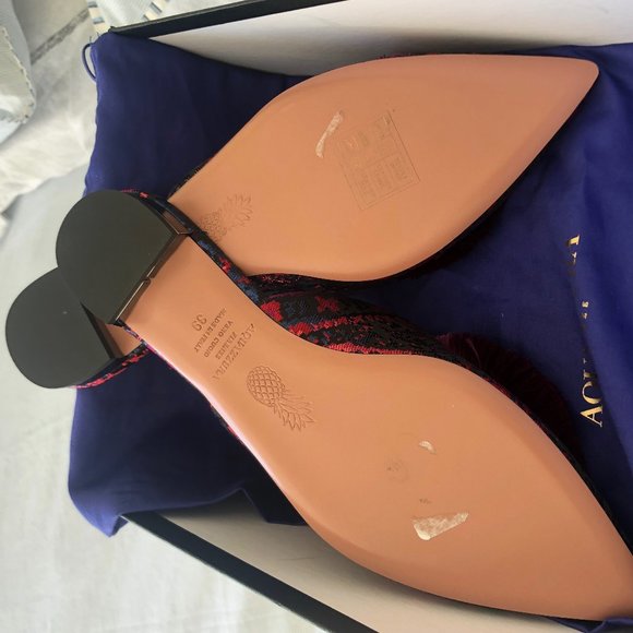 Aquazzura Purple and Pink Mules with Plush Pom-Poms - Picture 2 of 3